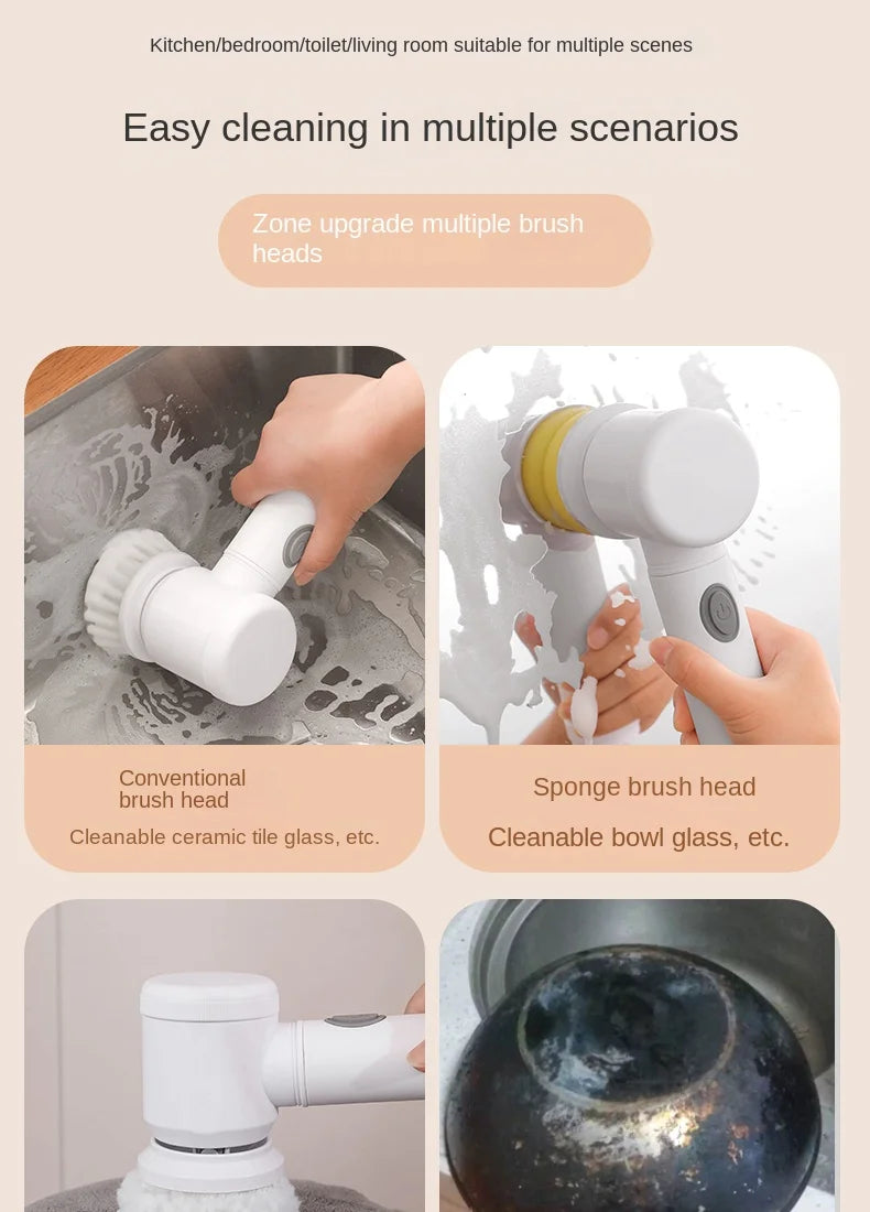 Wireless Electric Cleaning Brush – Multi-Functional Power Scrubber for Kitchen & Bathroom